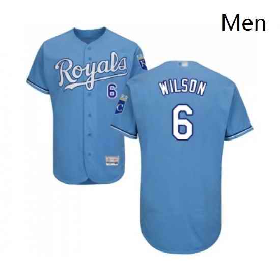 Mens Kansas City Royals 6 Willie Wilson Light Blue Alternate Flex Base Authentic Collection Baseball Jersey
